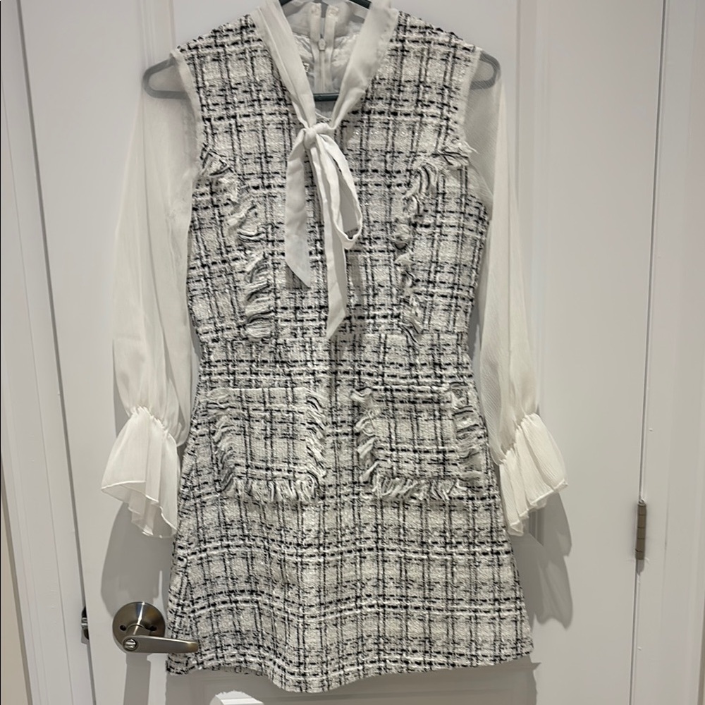 White dress with sheer sleeves